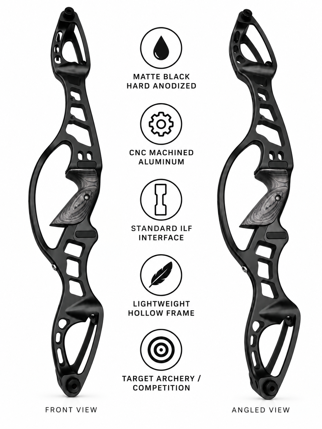 ILF Recurve Bow Riser CNC Aluminum Handle with Ergonomic Grip
