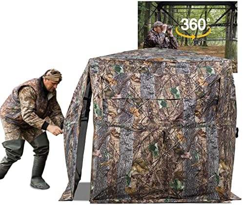 Pop Up Hunting Blind Tent with 270 or 360 Degree View Portable Camo Shelter for 2 to 3 People