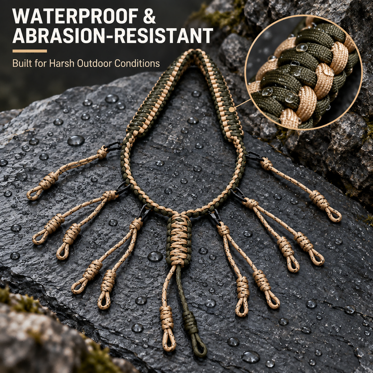 Braided Nylon Duck Call Lanyard with Adjustable Neck Strap Multiple Loops