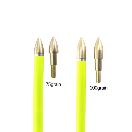 12Pcs Gold Target Arrow Points 75/100 Grain Metal Arrow Tips for 6.2mm ID Archery Shafts