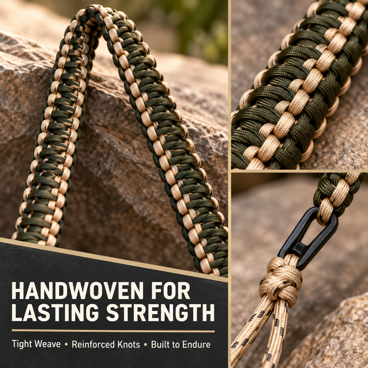 Braided Nylon Duck Call Lanyard with Adjustable Neck Strap Multiple Loops