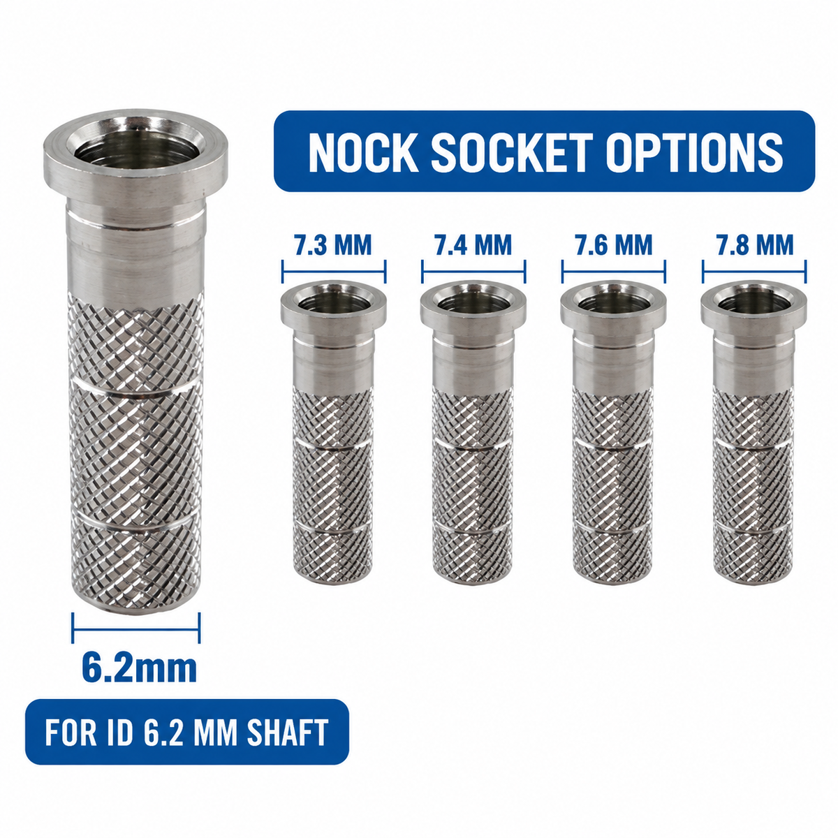 12Pcs Aluminum Arrow Nock Inserts Metal Replacement Nock Adapters for 6.2mm ID Arrow Shafts
