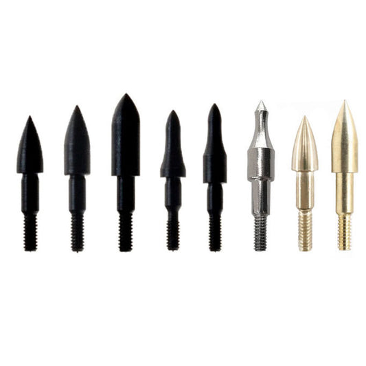 12Pcs 75/100/125 Grain Archery Field Points Metal Target Arrow Tips for 6.2mm ID Arrow Shafts