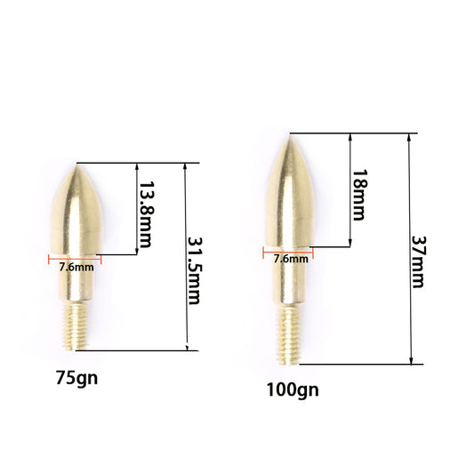 12Pcs 75/100/125 Grain Archery Field Points Metal Target Arrow Tips for 6.2mm ID Arrow Shafts