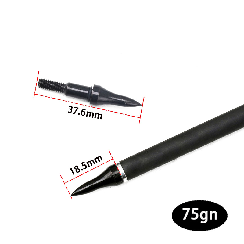 12Pcs 75/100/125 Grain Archery Field Points Metal Target Arrow Tips for 6.2mm ID Arrow Shafts