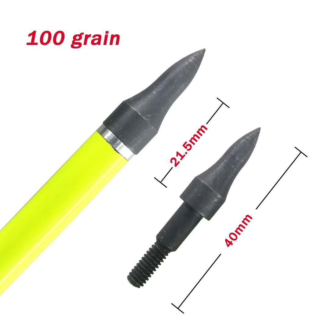 12Pcs 75/100/125 Grain Archery Field Points Metal Target Arrow Tips for 6.2mm ID Arrow Shafts