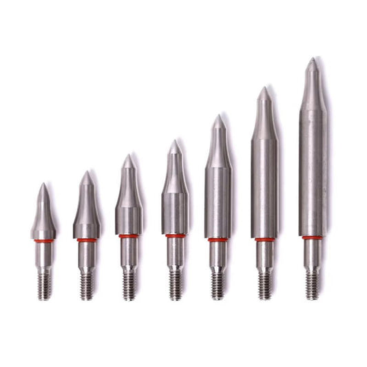 12Pcs Stainless Steel Target Arrow Points 75–300 Grain Field Tips for 6.2mm ID Archery Shafts