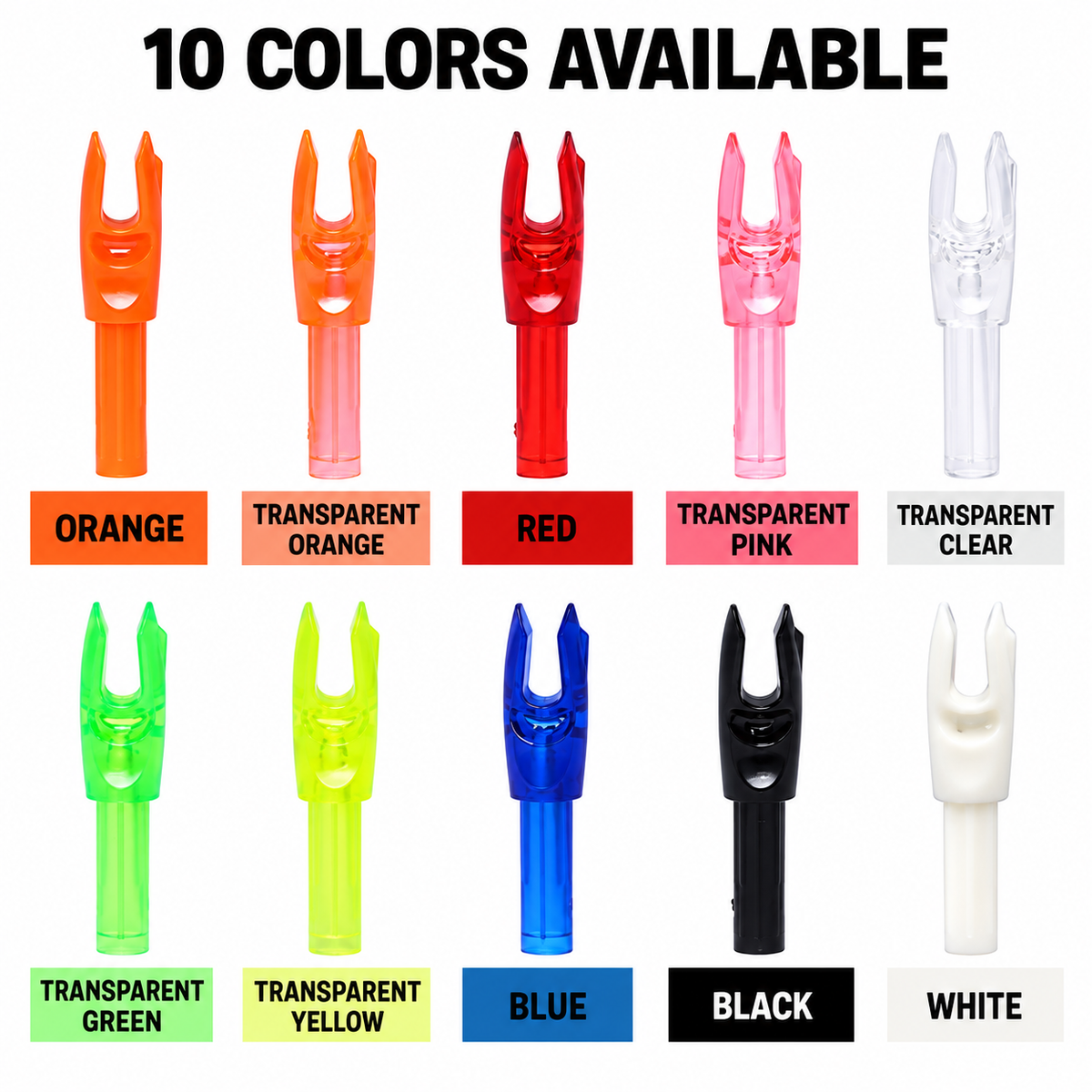 12Pcs 4.2mm Insert Arrow Nocks Lightweight Plastic Replacement Nocks for Archery Arrow Shafts