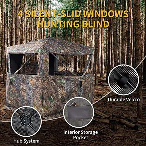 Pop Up Hunting Blind Tent with 270 or 360 Degree View Portable Camo Shelter for 2 to 3 People