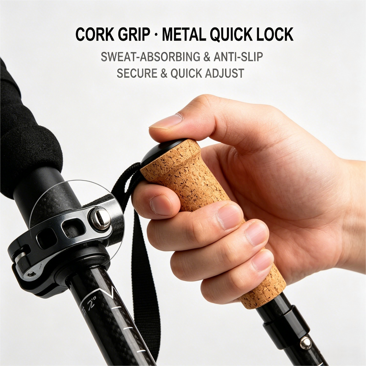 T700 Carbon Fiber Trekking Poles Ultralight 5 Section Folding Hiking Poles with Quick Lock 2 Pack