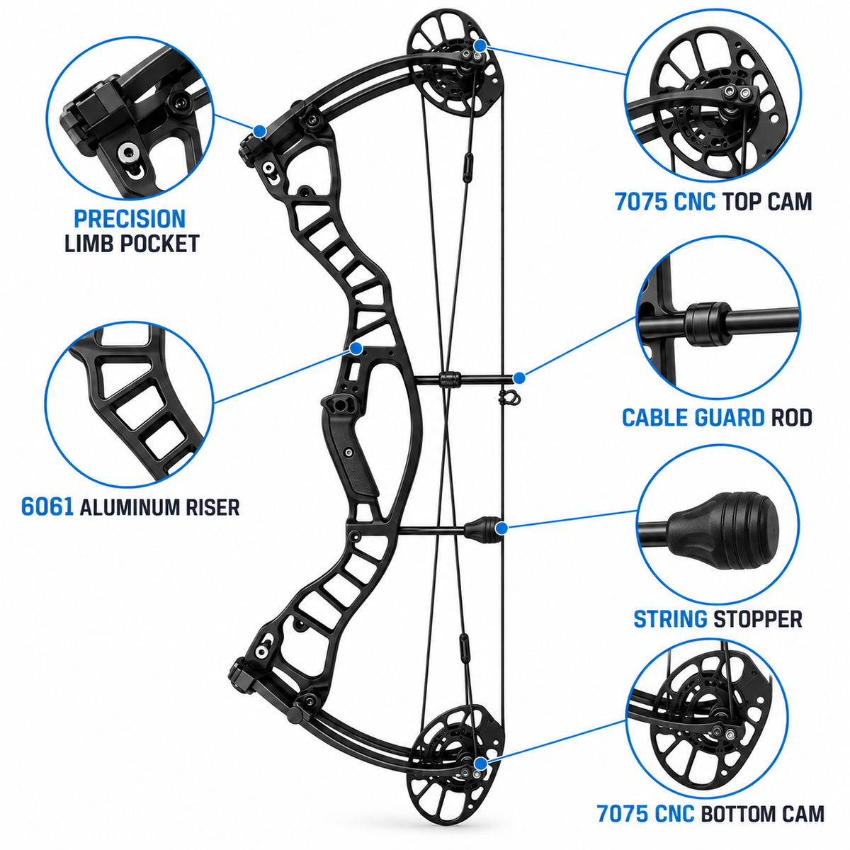 40 to 70 LBS Adjustable Compound Bow CNC Aluminum Riser for Target Archery