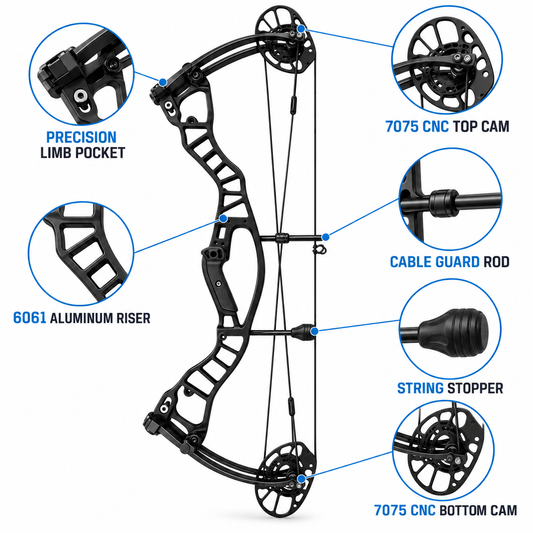 40 to 70 LBS Adjustable Compound Bow CNC Aluminum Riser for Target Archery