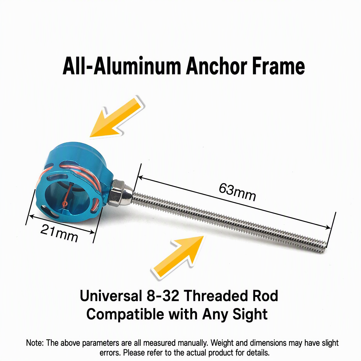21mm Recurve Bow Sight Pin with Fiber Optic and 8-32 Thread