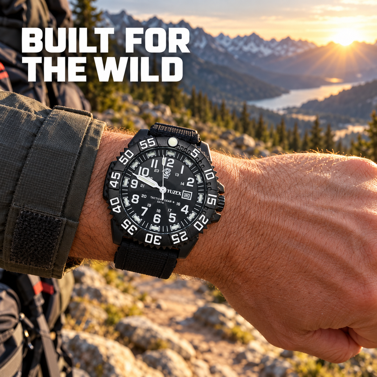 5ATM Water Resistant Outdoor Field Watch with Luminous Dial and Nylon Strap