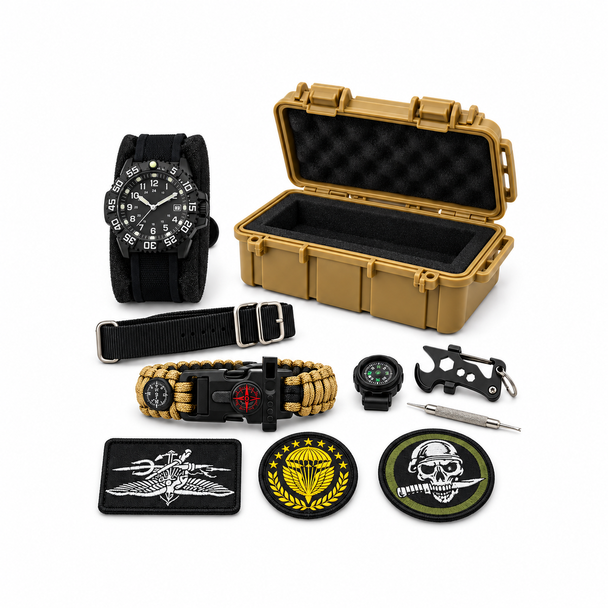 Outdoor Adventure Gift Set with Watch Compass Survival Accessories