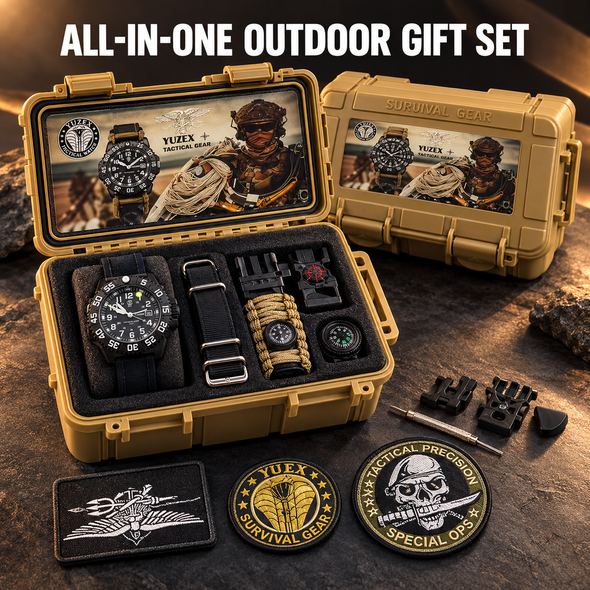 Outdoor Adventure Gift Set with Watch Compass Survival Accessories