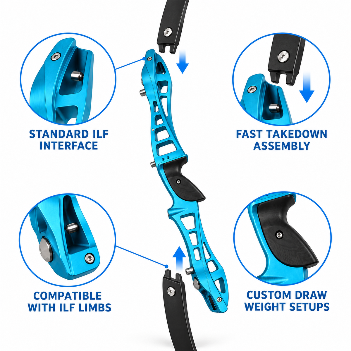 25-Inch ILF Recurve Bow Riser CNC Aluminum Archery Handle