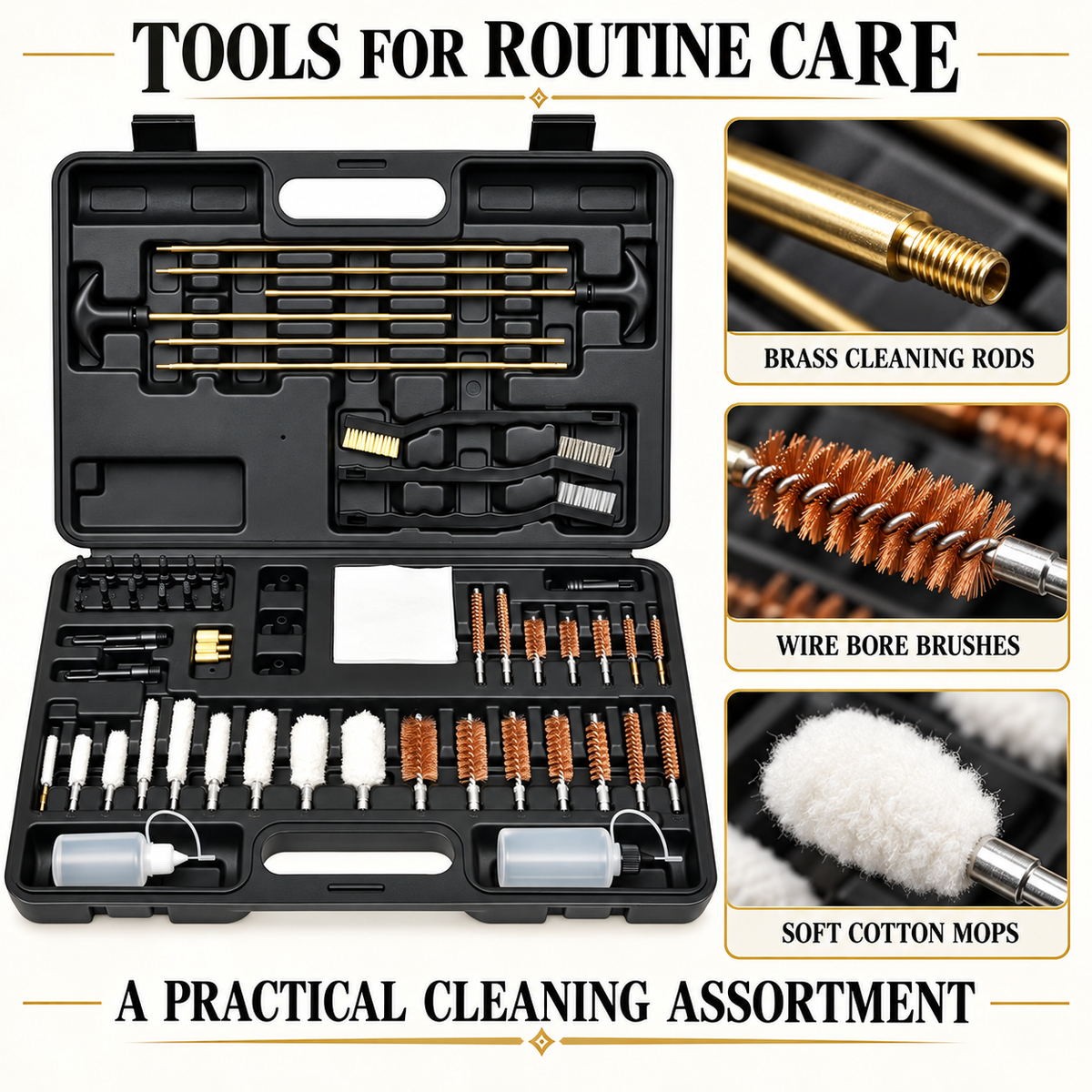Universal Gun Cleaning Kit with Multi Caliber Brushes Portable Case