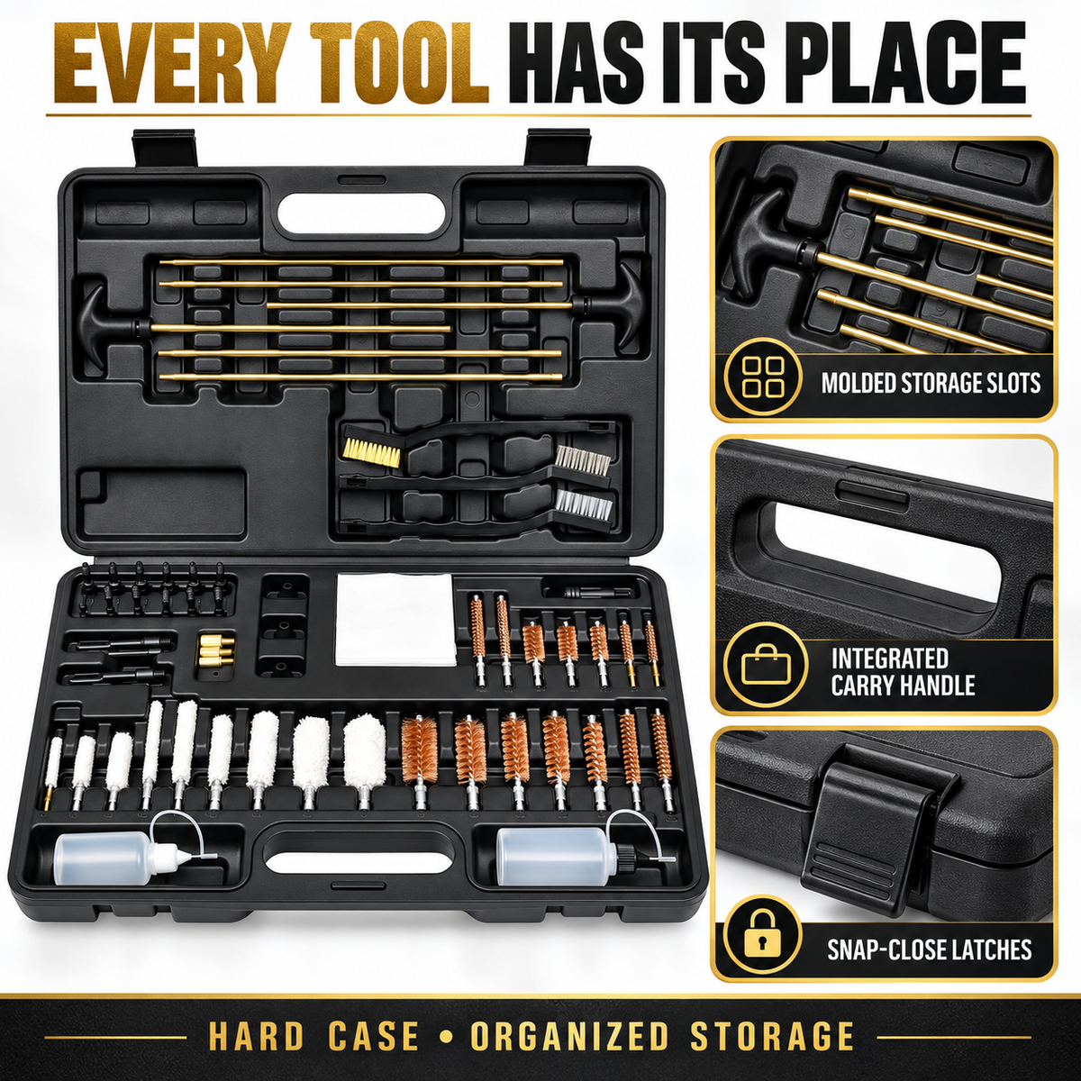 Universal Gun Cleaning Kit with Multi Caliber Brushes Portable Case