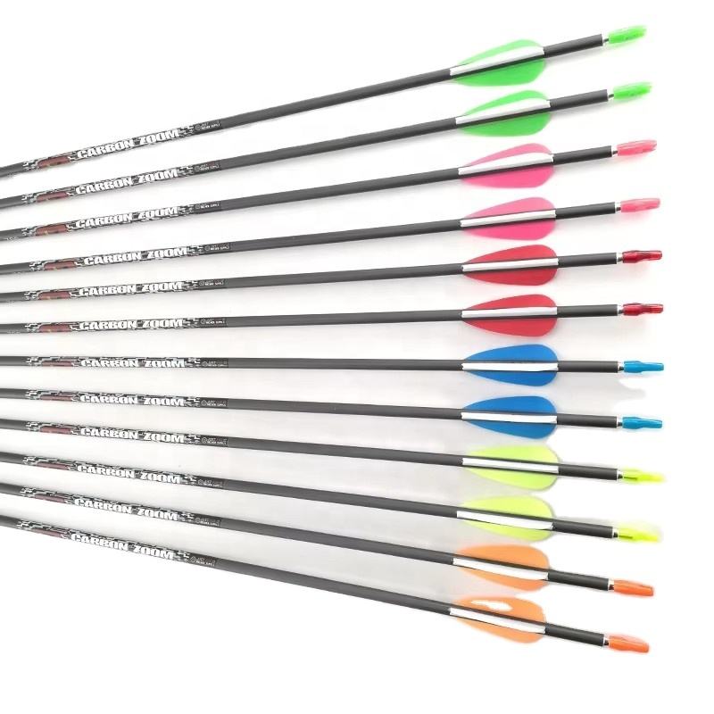 12Pcs Carbon Arrow Shafts Spine 700 Archery Raw Shafts for Recurve Compound Bow Target Shooting