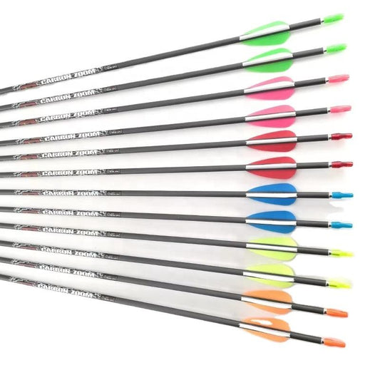 12Pcs Carbon Arrow Shafts Spine 700 Archery Raw Shafts for Recurve Compound Bow Target Shooting