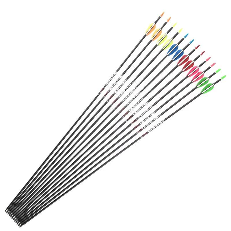 12Pcs Carbon Arrow Shafts Spine 700 Archery Raw Shafts for Recurve Compound Bow Target Shooting