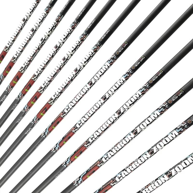12Pcs Carbon Arrow Shafts Spine 700 Archery Raw Shafts for Recurve Compound Bow Target Shooting