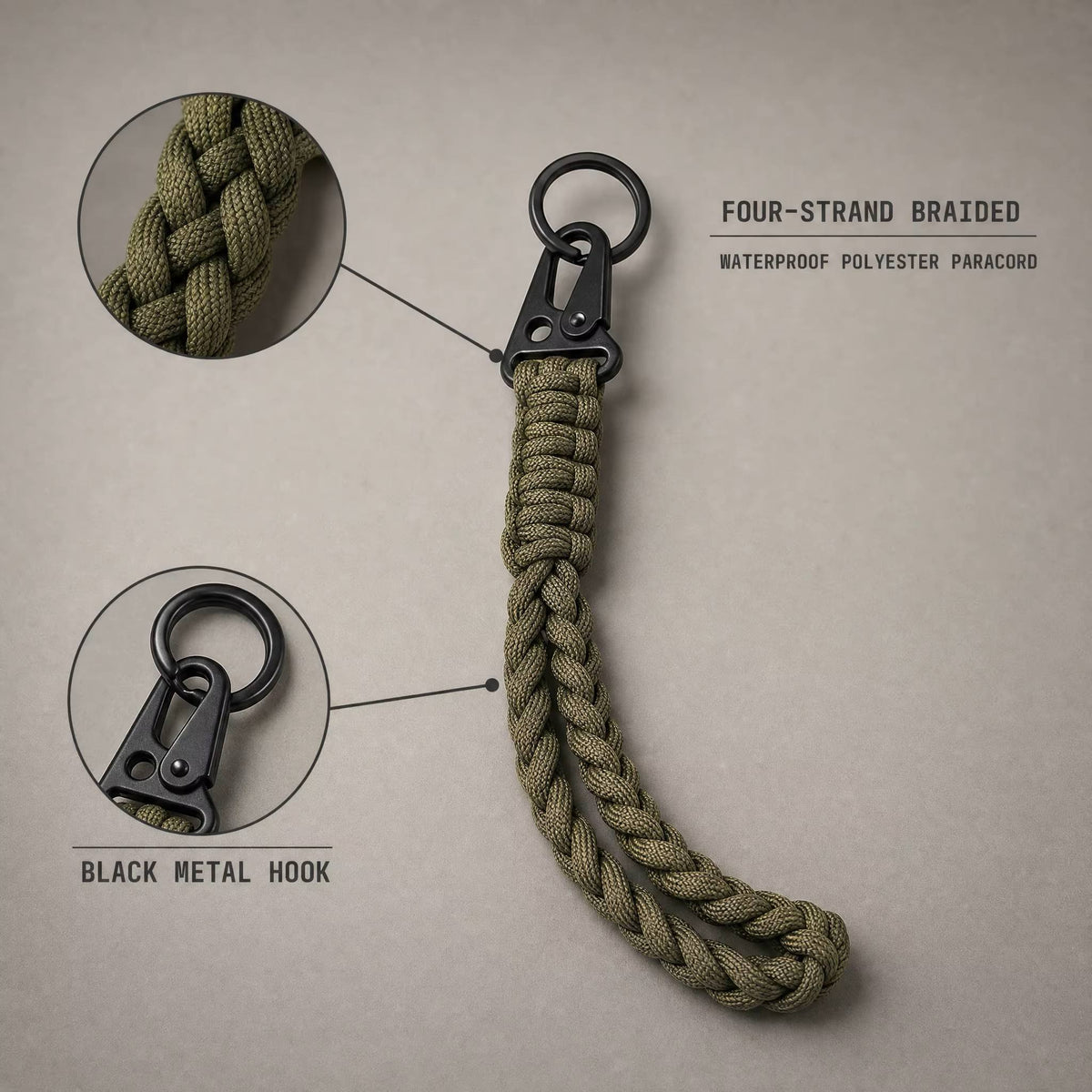 Braided Polyester Gear Lanyard with Metal Swivel Clip