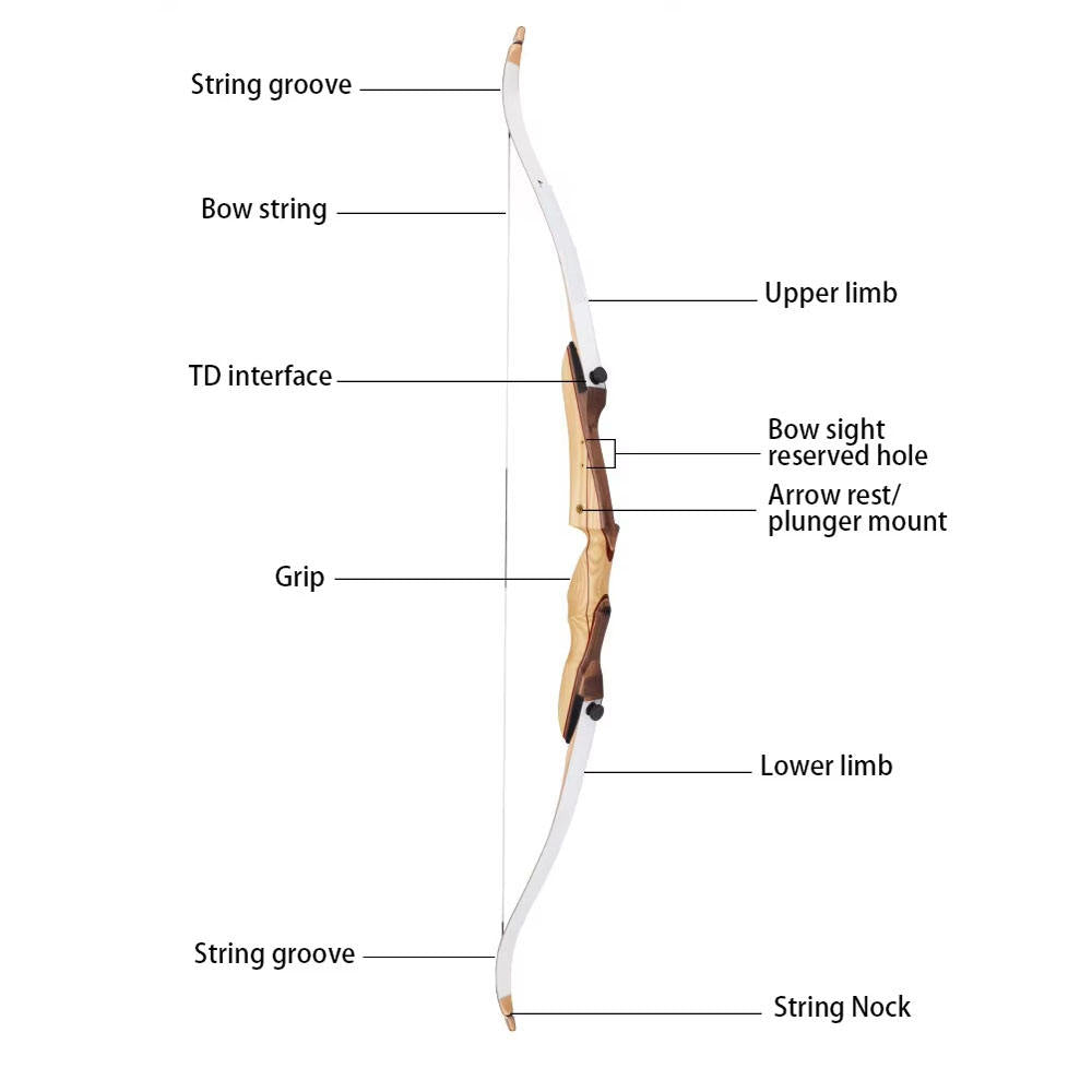 Traditional Wooden Recurve Bow Takedown Archery Bow for Target Practice