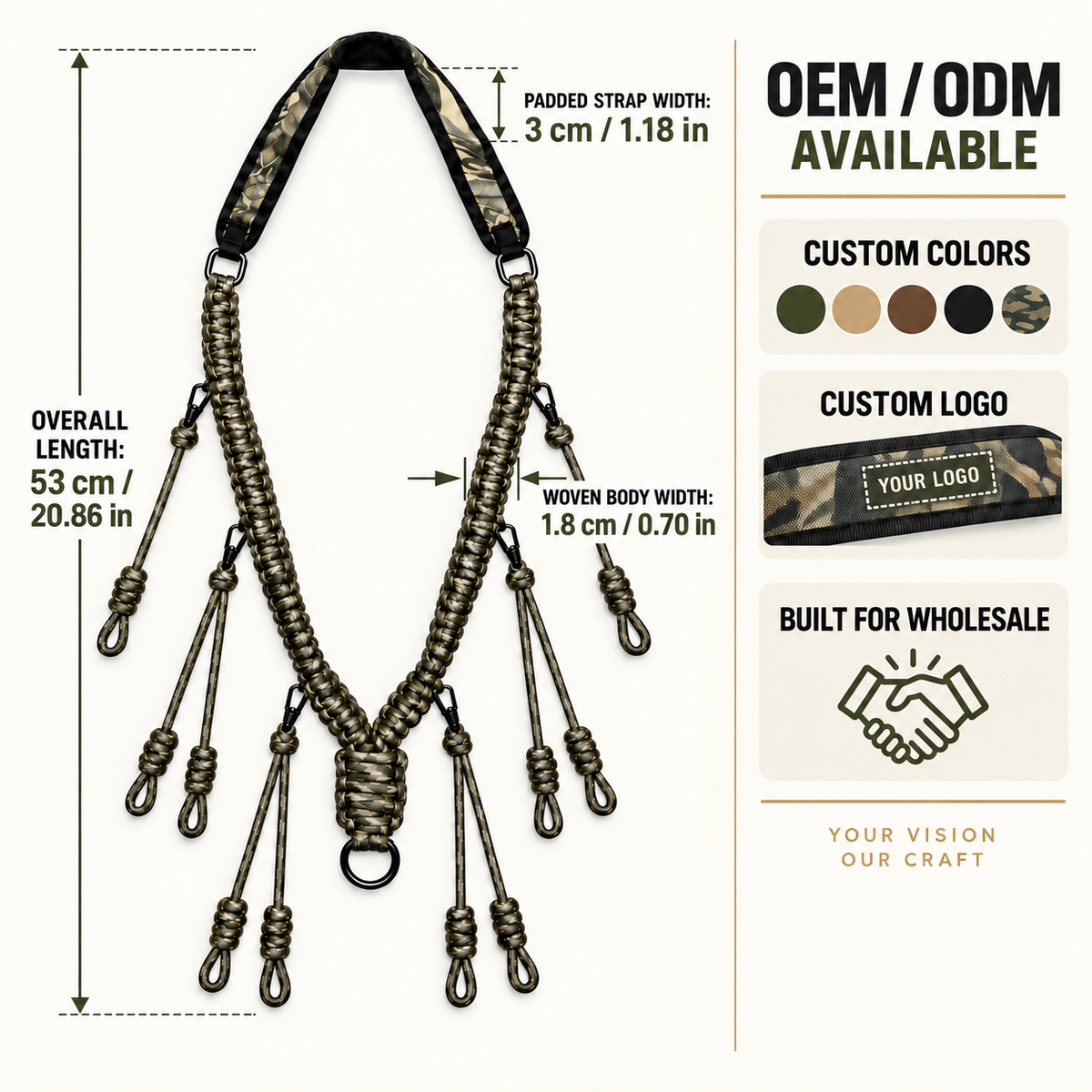 10 Loop Duck Call Lanyard Braided Nylon Camo Waterfowl Call Holder