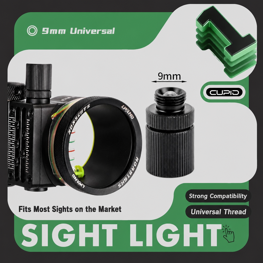9mm LED Bow Sight Light for Compound Bow Fiber Optic Sights