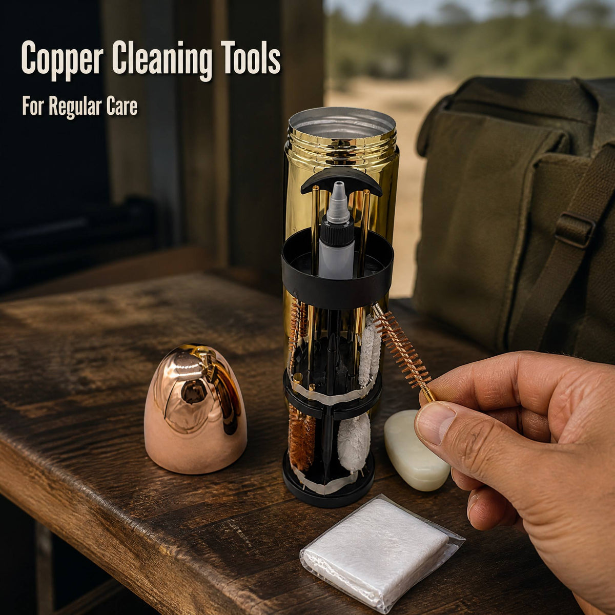 Portable Copper Cleaning Kit with Multi Brush Tools Storage Case