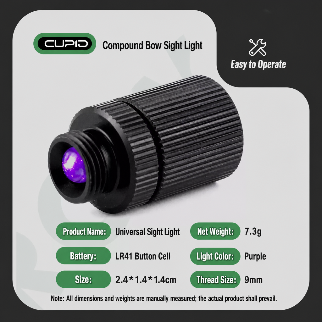 9mm LED Bow Sight Light for Compound Bow Fiber Optic Sights