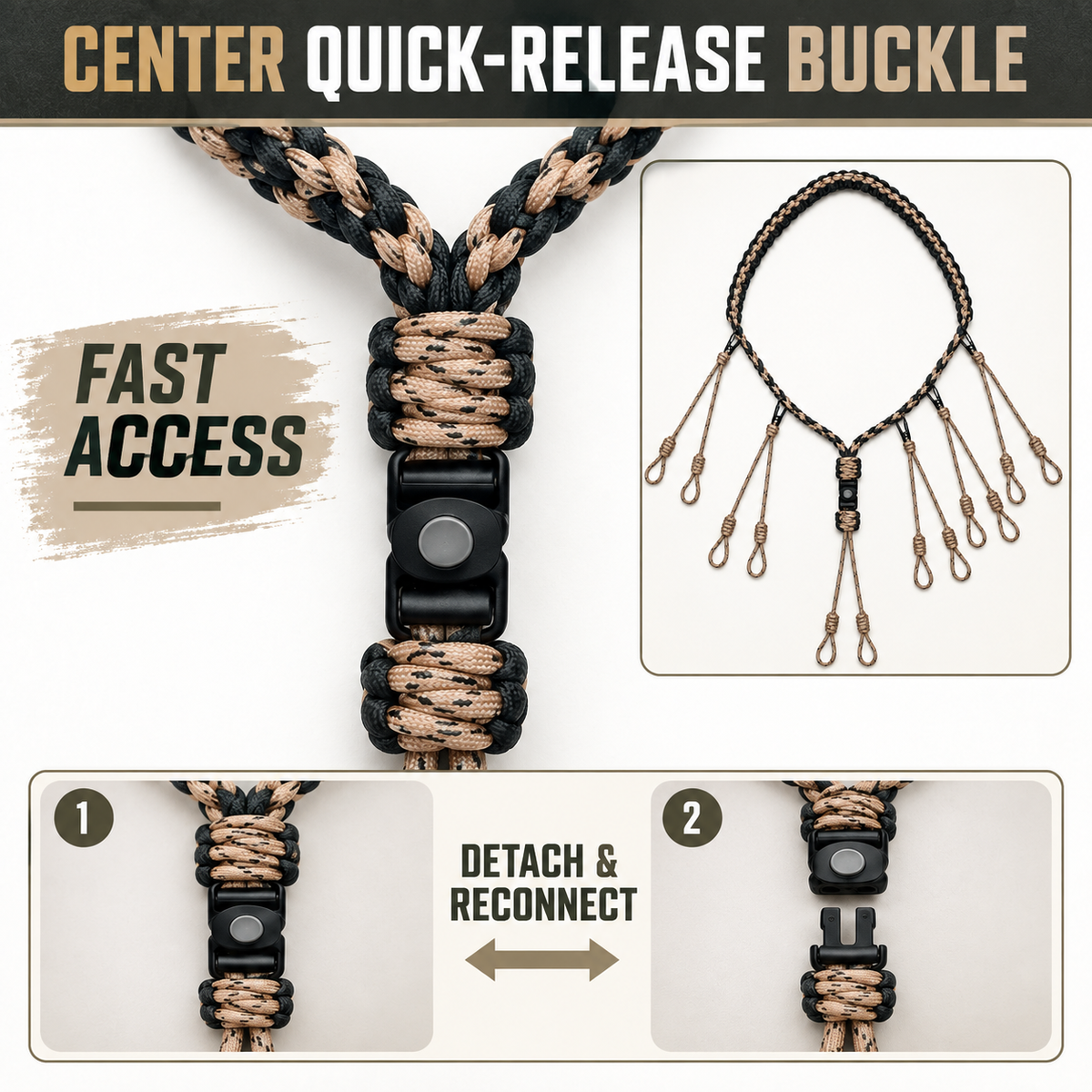 12 Loop Duck Call Lanyard Hand Braided Nylon Waterfowl Call Holder