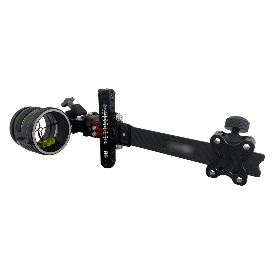 Adjustable Single Pin Compound Bow Sight with Carbon Fiber Extension Bar for Hunting and Target Archery