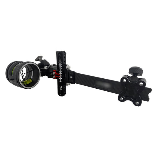 Adjustable Single Pin Compound Bow Sight with Carbon Fiber Extension Bar for Hunting and Target Archery