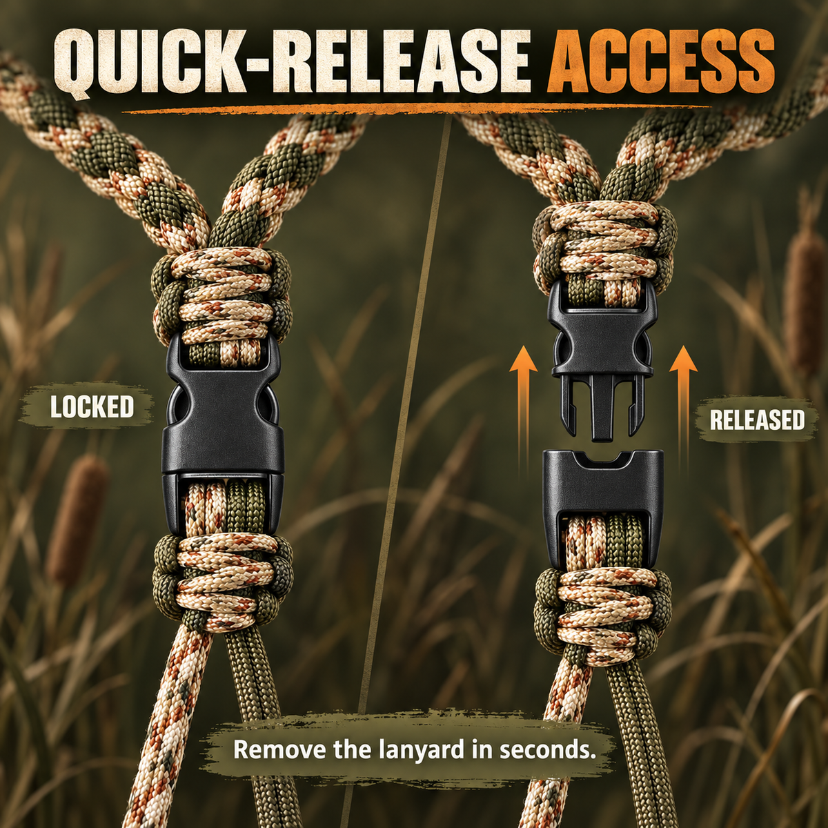 11 Loop Duck Call Lanyard Hand Braided Seven Strand 550 Paracord