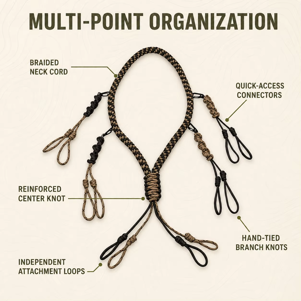 Braided Nylon Duck Call Lanyard with Multi Loop Design for Waterfowl Hunting