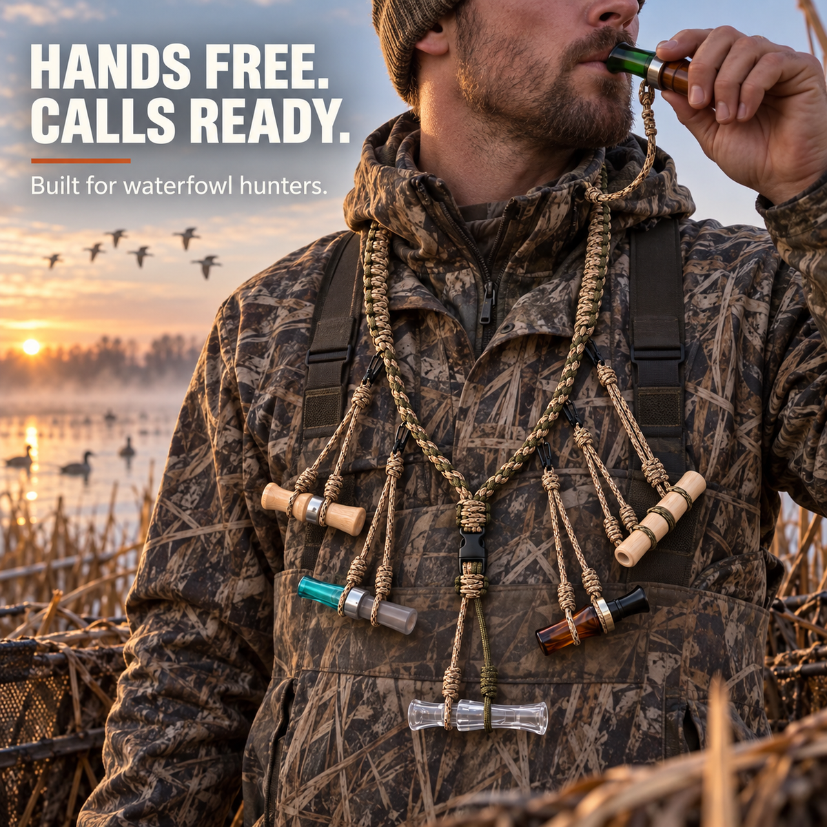 11 Loop Duck Call Lanyard Hand Braided Seven Strand 550 Paracord