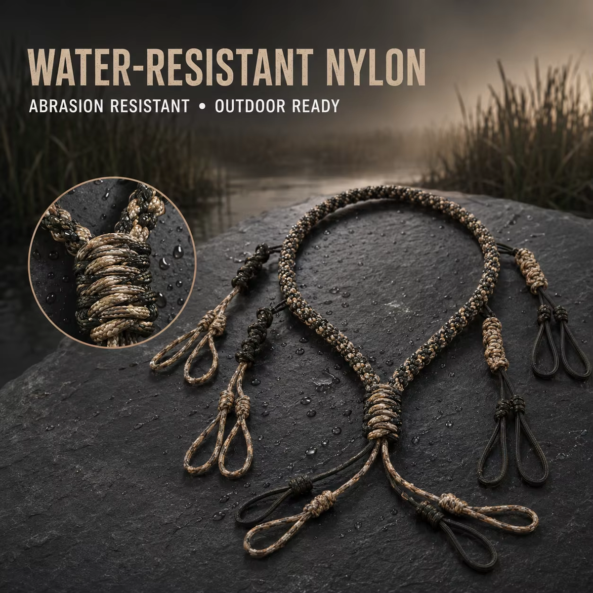 Braided Nylon Duck Call Lanyard with Multi Loop Design for Waterfowl Hunting