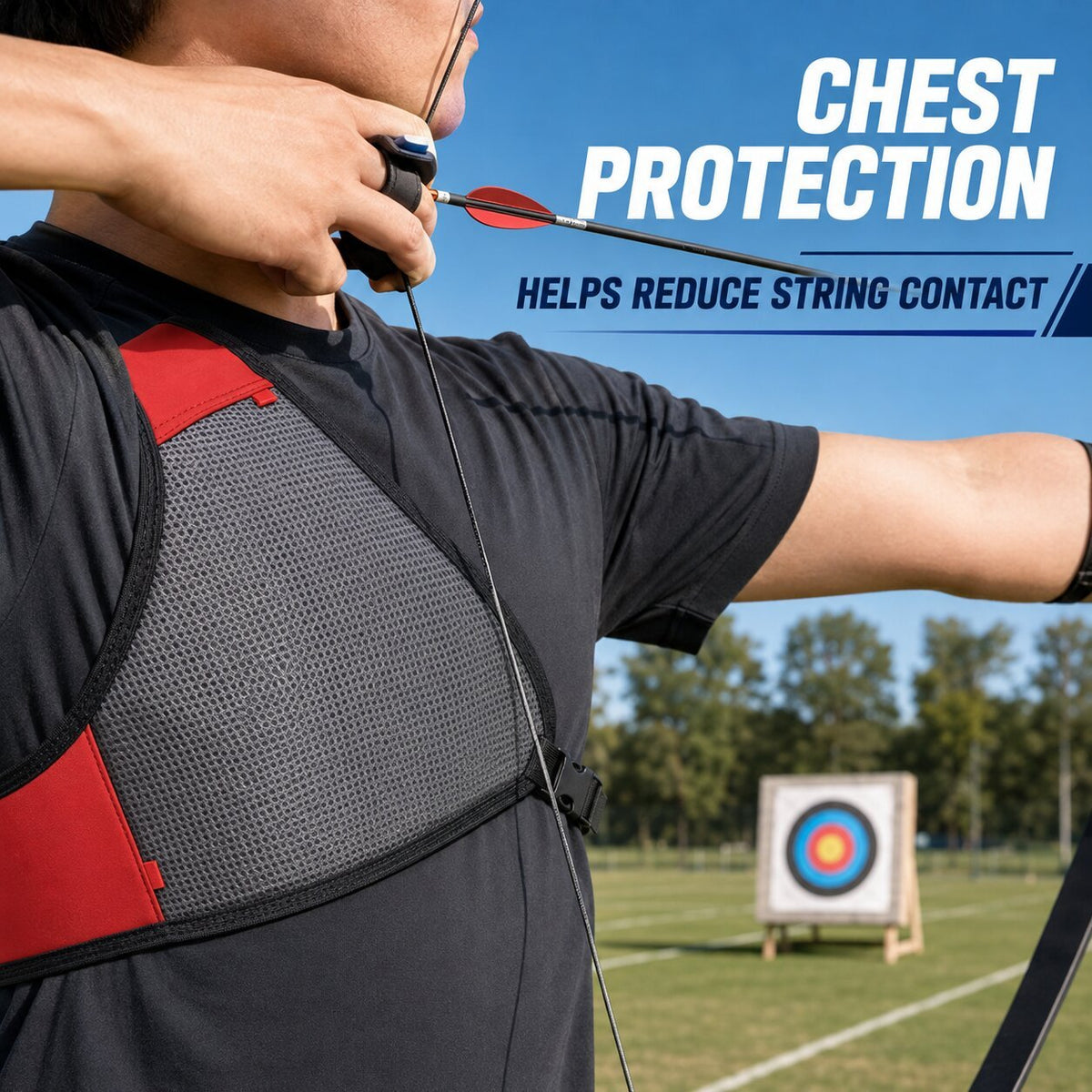 Archery Chest Guard Breathable Nylon Mesh Chest Protector with Adjustable Straps