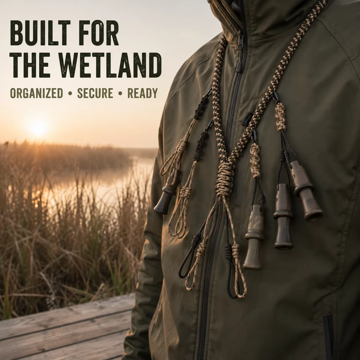 Braided Nylon Duck Call Lanyard with Multi Loop Design for Waterfowl Hunting