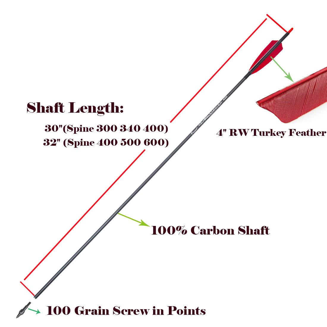 LINK & Pinals Cooperative production Archery Carbon Arrows spine 300 340 400 500 600 compound recurve bow hunting