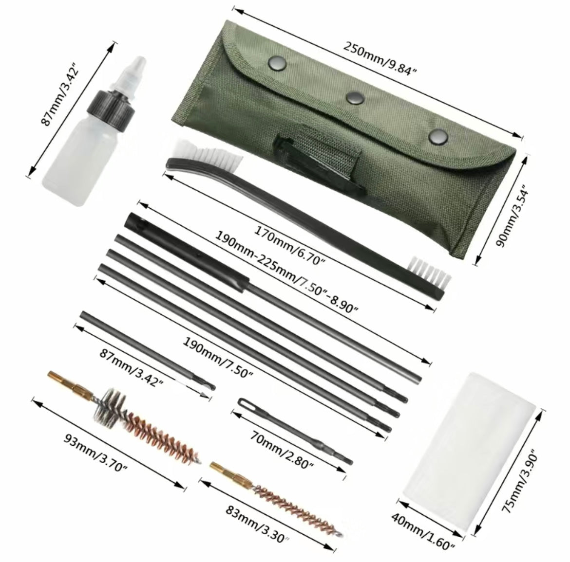 Outdoor cleaning kit, hunting cleaning kit, universal flat brush cleaning kit tool